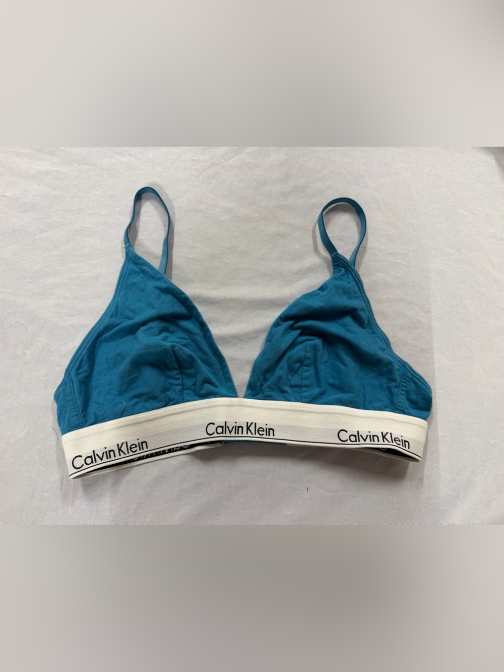 CALVIN KLEIN Modern Cotton Unlined Triangle Wireless Teal Bra Bralette